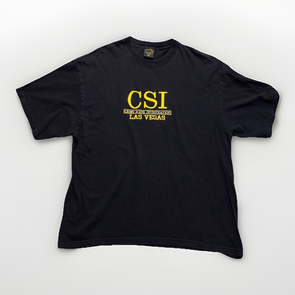 Vintage CSI Las Vegas Unit T Shirt Mens 2XL Black Embroidered Souvenir Y2k Tee